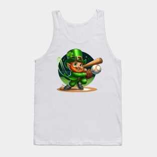 Boys Baseball St Patricks Day Ball Leprechaun Catcher Tank Top